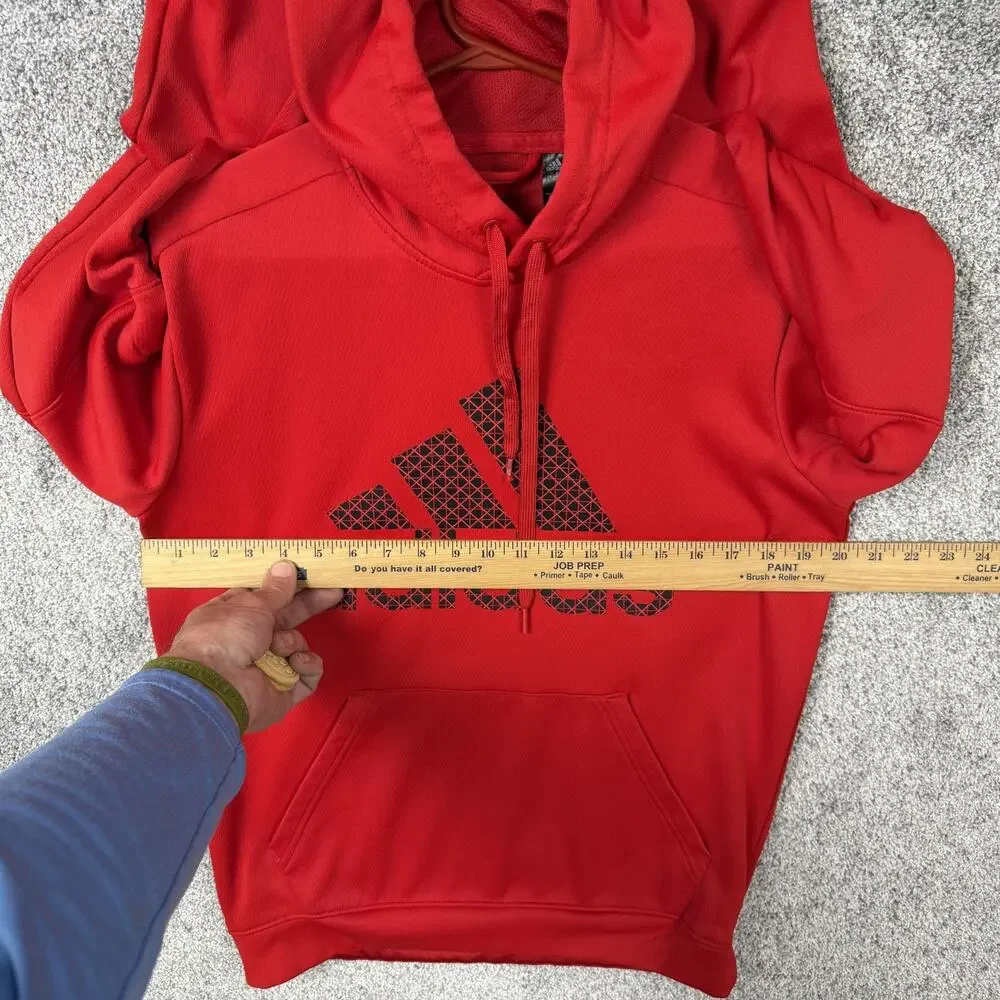 Adidas Hoodie Mens M Red Pullover Big Logo Sweatshirt Gym Sporty Athleisure